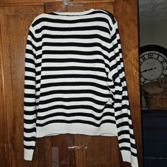 ANRABESS Medium Striped Cardigan Sweater Dressy Casual Classic LS Crew Neck New - Picture 2 of 7